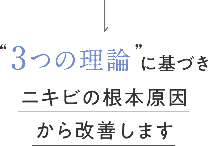 3つの理論に基づきニキビの根本原因から改善します